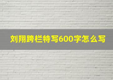 刘翔跨栏特写600字怎么写