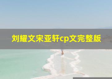 刘耀文宋亚轩cp文完整版