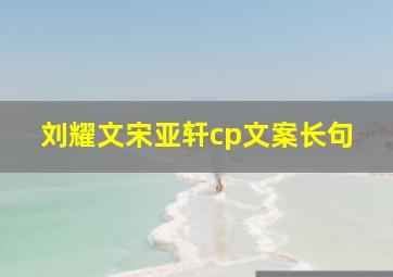 刘耀文宋亚轩cp文案长句