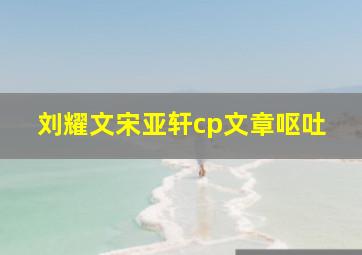 刘耀文宋亚轩cp文章呕吐