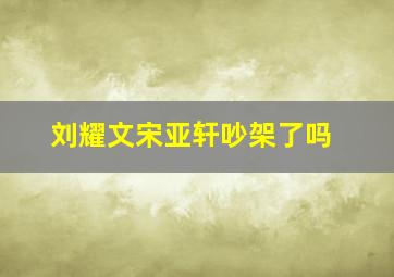 刘耀文宋亚轩吵架了吗