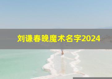 刘谦春晚魔术名字2024