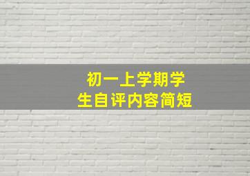 初一上学期学生自评内容简短