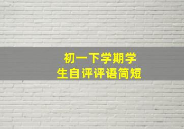 初一下学期学生自评评语简短