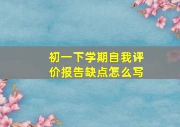 初一下学期自我评价报告缺点怎么写