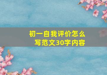 初一自我评价怎么写范文30字内容