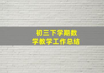 初三下学期数学教学工作总结