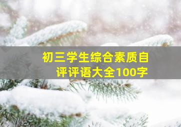 初三学生综合素质自评评语大全100字