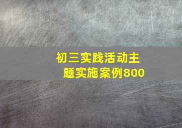 初三实践活动主题实施案例800