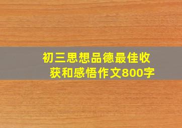 初三思想品德最佳收获和感悟作文800字