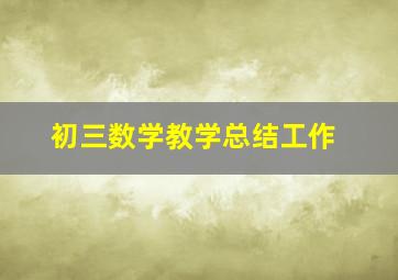 初三数学教学总结工作