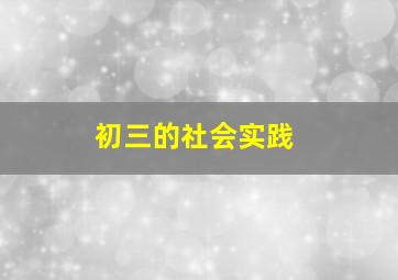 初三的社会实践