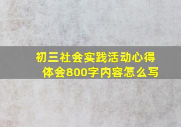 初三社会实践活动心得体会800字内容怎么写