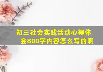 初三社会实践活动心得体会800字内容怎么写的啊