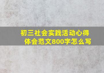 初三社会实践活动心得体会范文800字怎么写