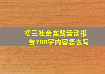 初三社会实践活动报告700字内容怎么写