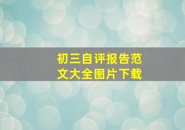 初三自评报告范文大全图片下载