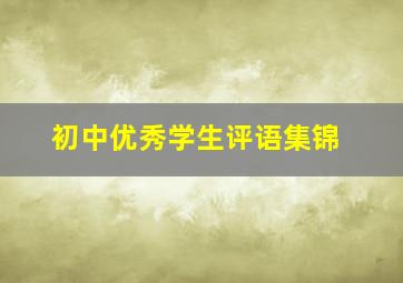 初中优秀学生评语集锦