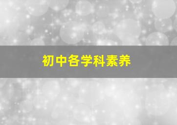 初中各学科素养