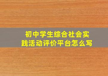 初中学生综合社会实践活动评价平台怎么写