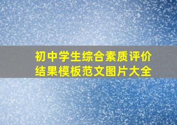 初中学生综合素质评价结果模板范文图片大全