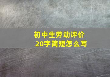 初中生劳动评价20字简短怎么写