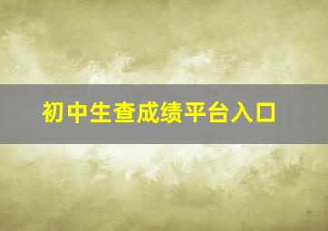 初中生查成绩平台入口