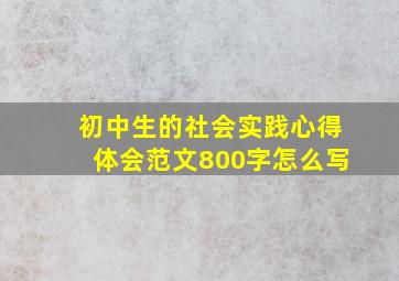 初中生的社会实践心得体会范文800字怎么写