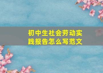 初中生社会劳动实践报告怎么写范文