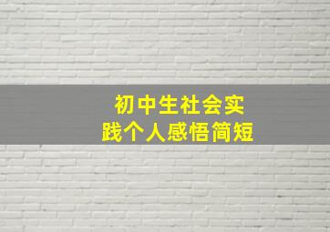 初中生社会实践个人感悟简短