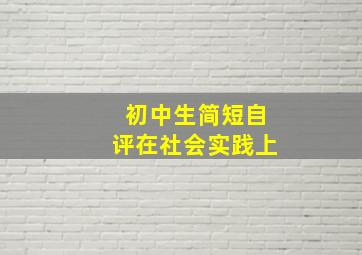 初中生简短自评在社会实践上