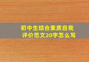 初中生综合素质自我评价范文20字怎么写