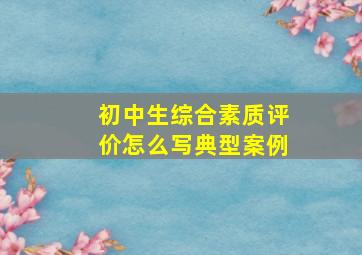 初中生综合素质评价怎么写典型案例