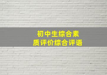 初中生综合素质评价综合评语