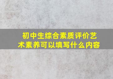 初中生综合素质评价艺术素养可以填写什么内容