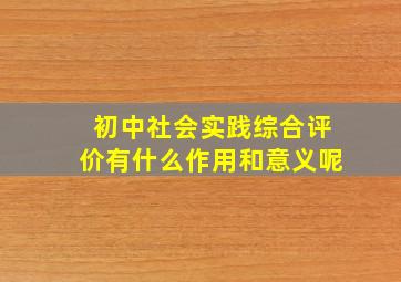 初中社会实践综合评价有什么作用和意义呢