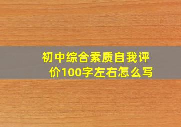 初中综合素质自我评价100字左右怎么写