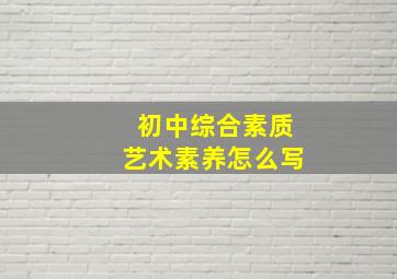 初中综合素质艺术素养怎么写