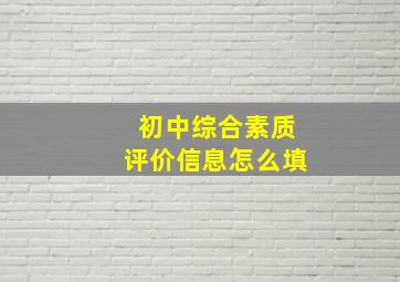 初中综合素质评价信息怎么填