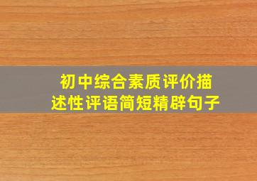 初中综合素质评价描述性评语简短精辟句子