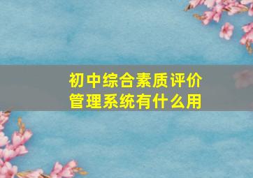 初中综合素质评价管理系统有什么用