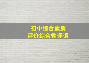 初中综合素质评价综合性评语