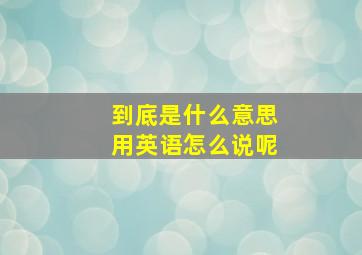 到底是什么意思用英语怎么说呢