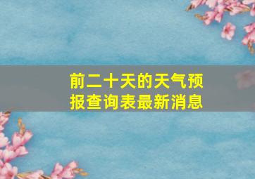 前二十天的天气预报查询表最新消息