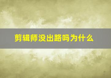 剪辑师没出路吗为什么