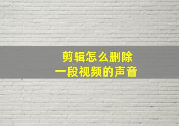 剪辑怎么删除一段视频的声音