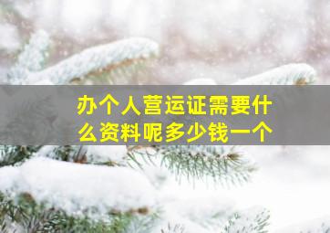 办个人营运证需要什么资料呢多少钱一个