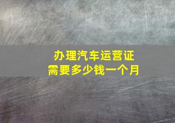 办理汽车运营证需要多少钱一个月