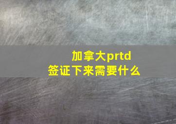 加拿大prtd签证下来需要什么