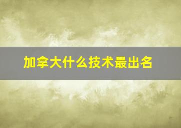 加拿大什么技术最出名